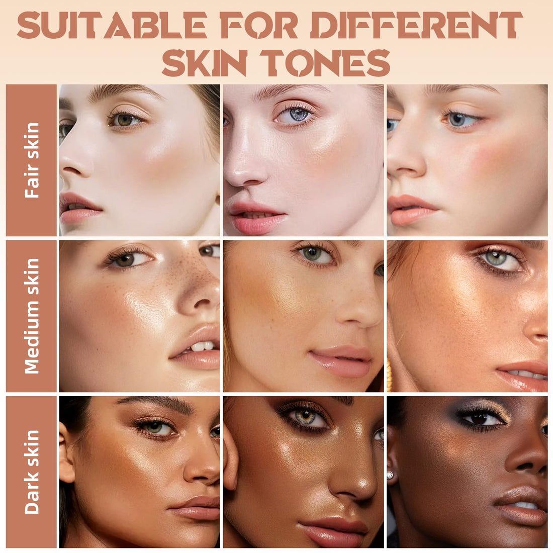 HOSAILY Cream Contour Stick for Cheeks Tint, Multi-Use Makeup Highlighter Blush Bronzer Stick, Natural Glow Solid Moisturizer Stick Blendable Illuminator On-the-Go Shimmer Cream Contour Makeup-02