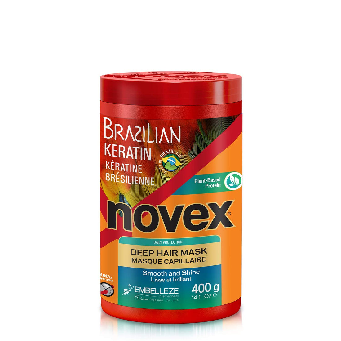 Embelleze Novex Brazilian Keratin Hair Care Treatment Cream - 14.1 Oz | Embelleze Novex Creme de Tratamento Capilar com Queratina Brasileira - 400g