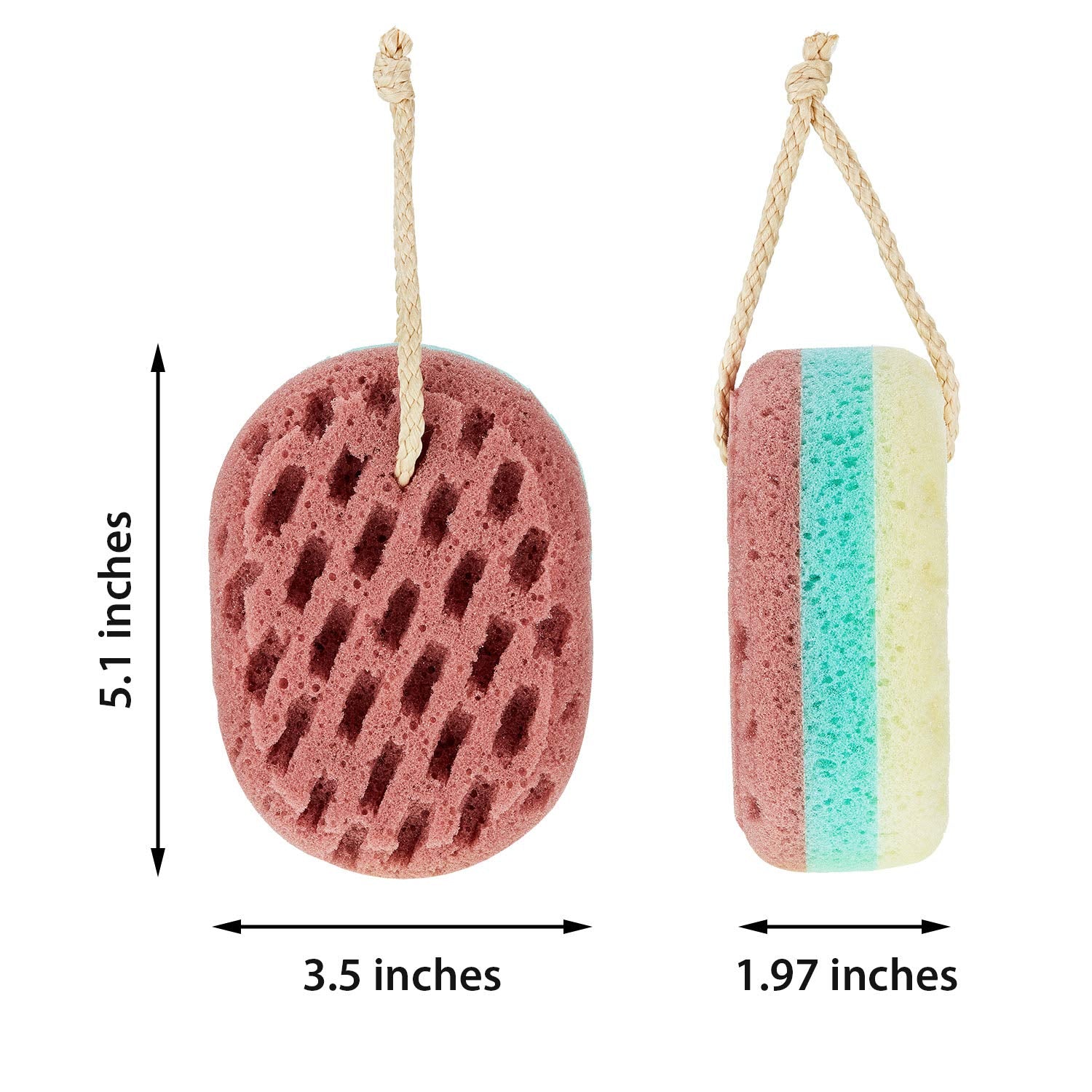 Boao 5 Pieces Soft Bath Sponge Gentle Soothing Body Sponge Natural Fiber Exfoliating Shower Sponge for Women Men Kids, Random Color