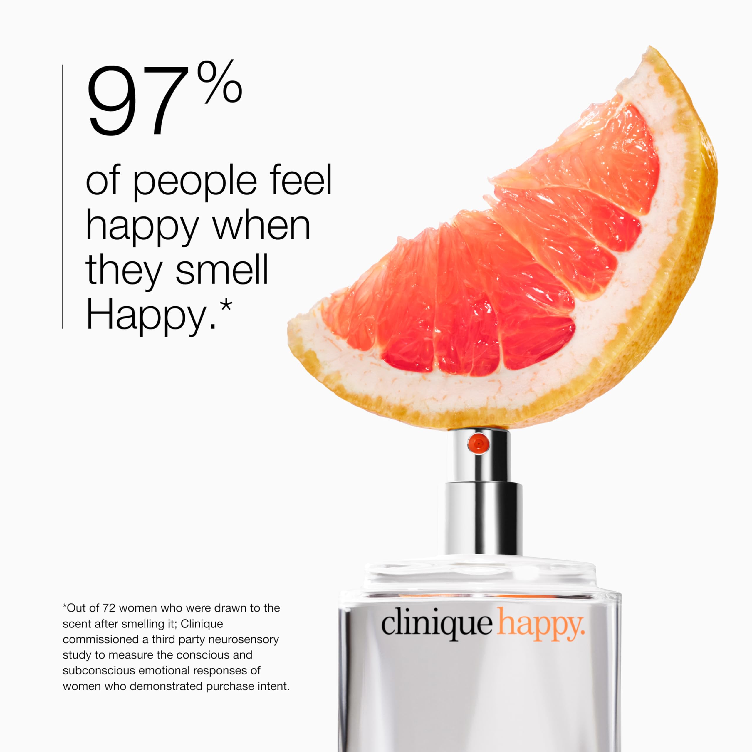 Clinique Happy Eau de Parfum Spray | Notes of Grapefruit, Bergamot, Hawaiian Wedding Flower + Spring Mimosa | Perfumes for Women, 3.4 Fl Oz