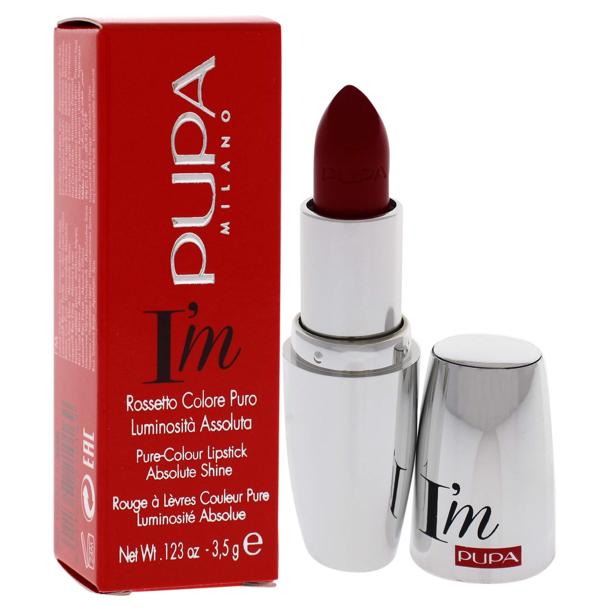 PUPA Milano I Am Pure-Colour Lipstick - Intense Color And Absolute Brightness - High Concentration Of Pigments - Lightweight And Flawless - Melts Perfectly On Lips - 306 Red Pop - 0.123 OZ