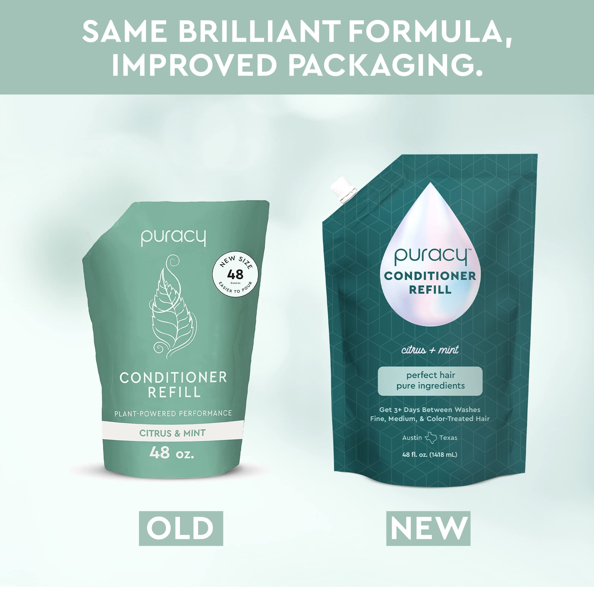 Puracy Conditioner for Fine, Medium, and Color-Treated Hair - Pure Ingredients for Cleaner, Silkier Hair Longer, 98.95% Natural (48 Ounce)