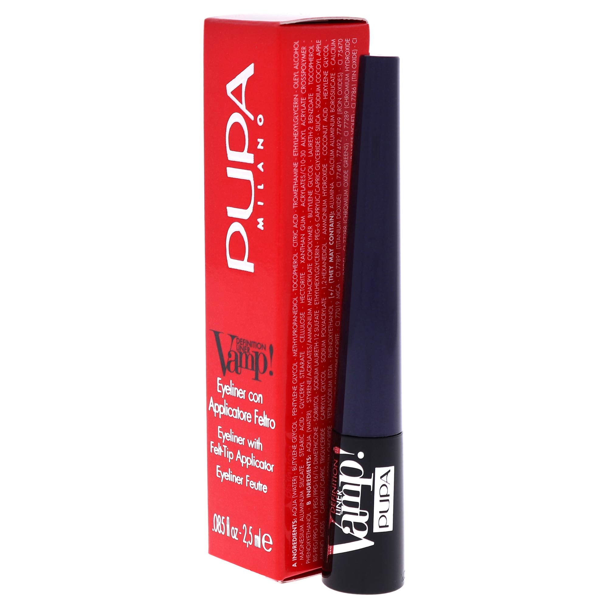 PUPA Milano VAMP! Definition Liner Eye liner with Felt-Tip Applicator, Deep Blue Matt 2.5 ml