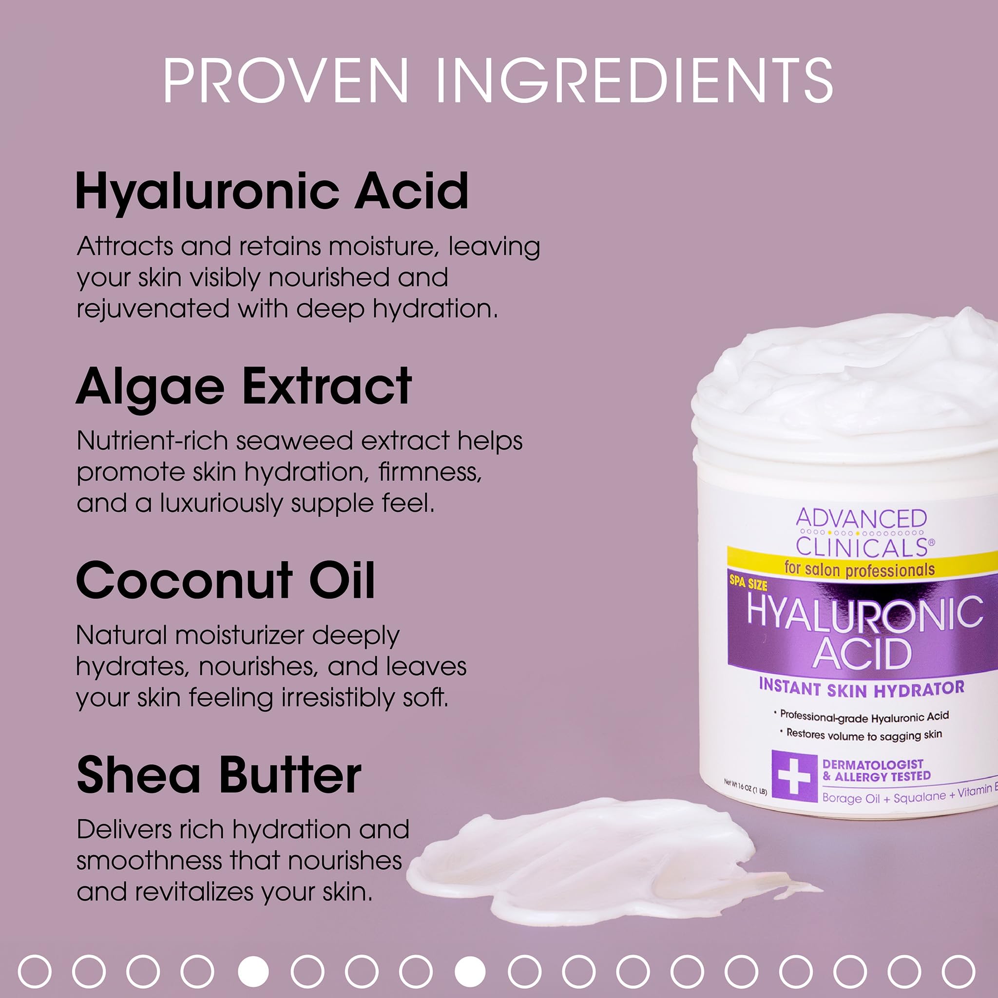 Advanced Clinicals Hyaluronic Acid Body Lotion & Face Moisturizer W/Shea Butter + Coconut Oil | Hydrating Dry Skin Firming Body Cream For Wrinkles, Stretch Marks, & Crepey Skin, W/Travel Size