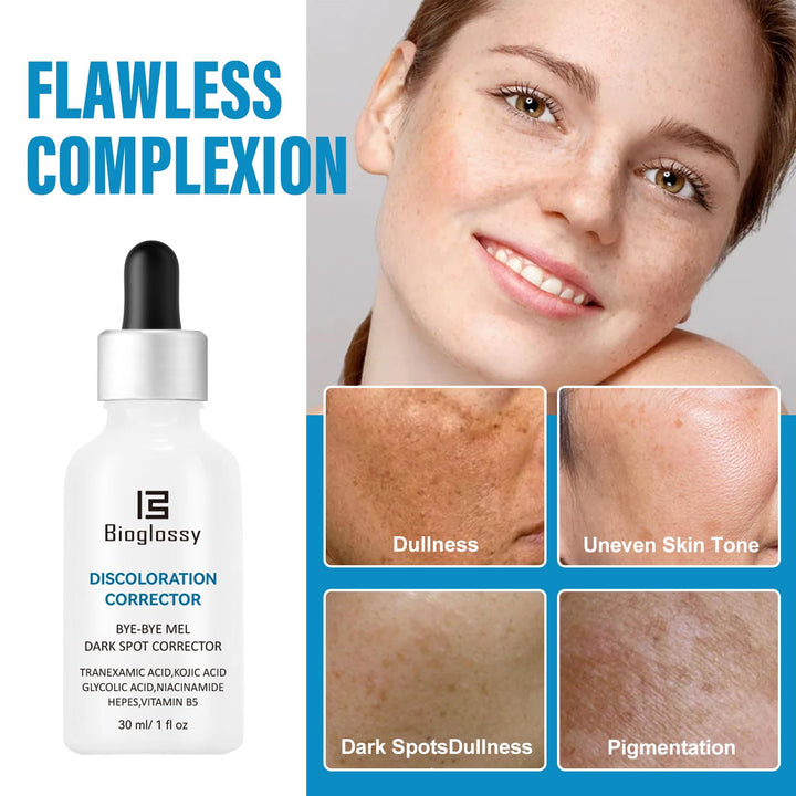 Bioglossy Discoloration Correcting Serum - Glycolic Acid & Kojic Acid Dark Spot Remover Defense & Correcting Skin 30ml