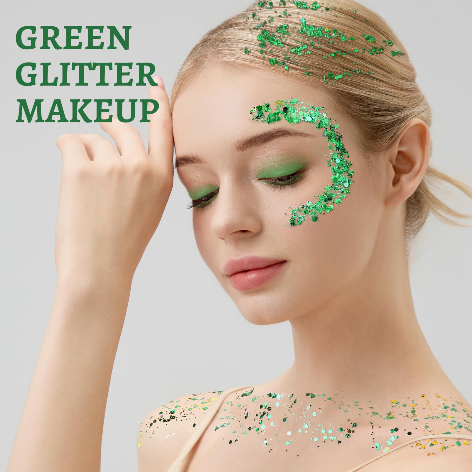 Teenitor Body Glitter Face Glitter Hair Glitter Gel, 6 Colors Body Glitter for Women, Self Adhesive Face Gems Face Rhinestones for Festivals Concerts Rave Glitter