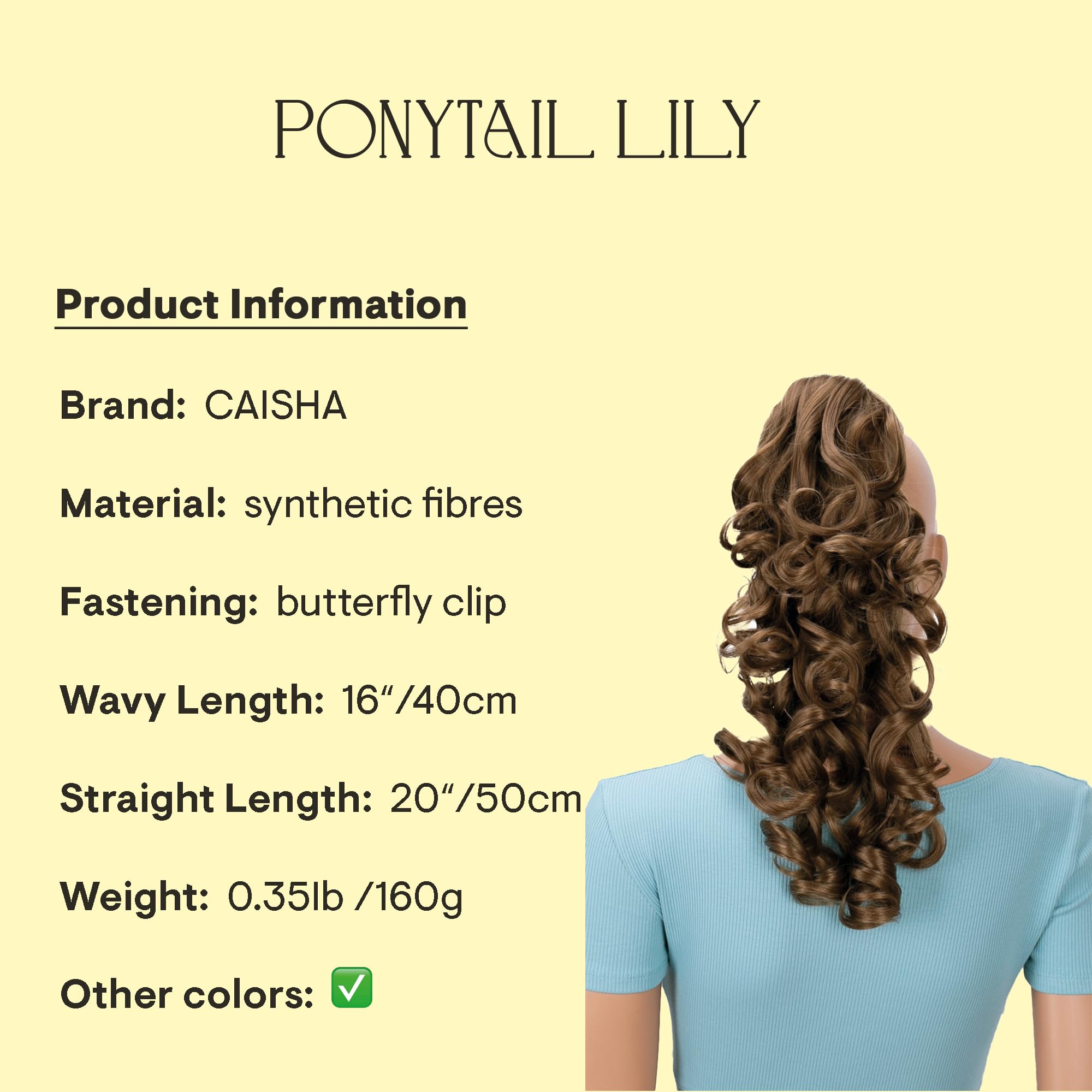 Medium brown # 12 H205 : PRETTYSHOP 20 Hair Piece Pony Tail Clip On Extension Voluminous Curly Heat-Resisting Medium brown # 12 H205