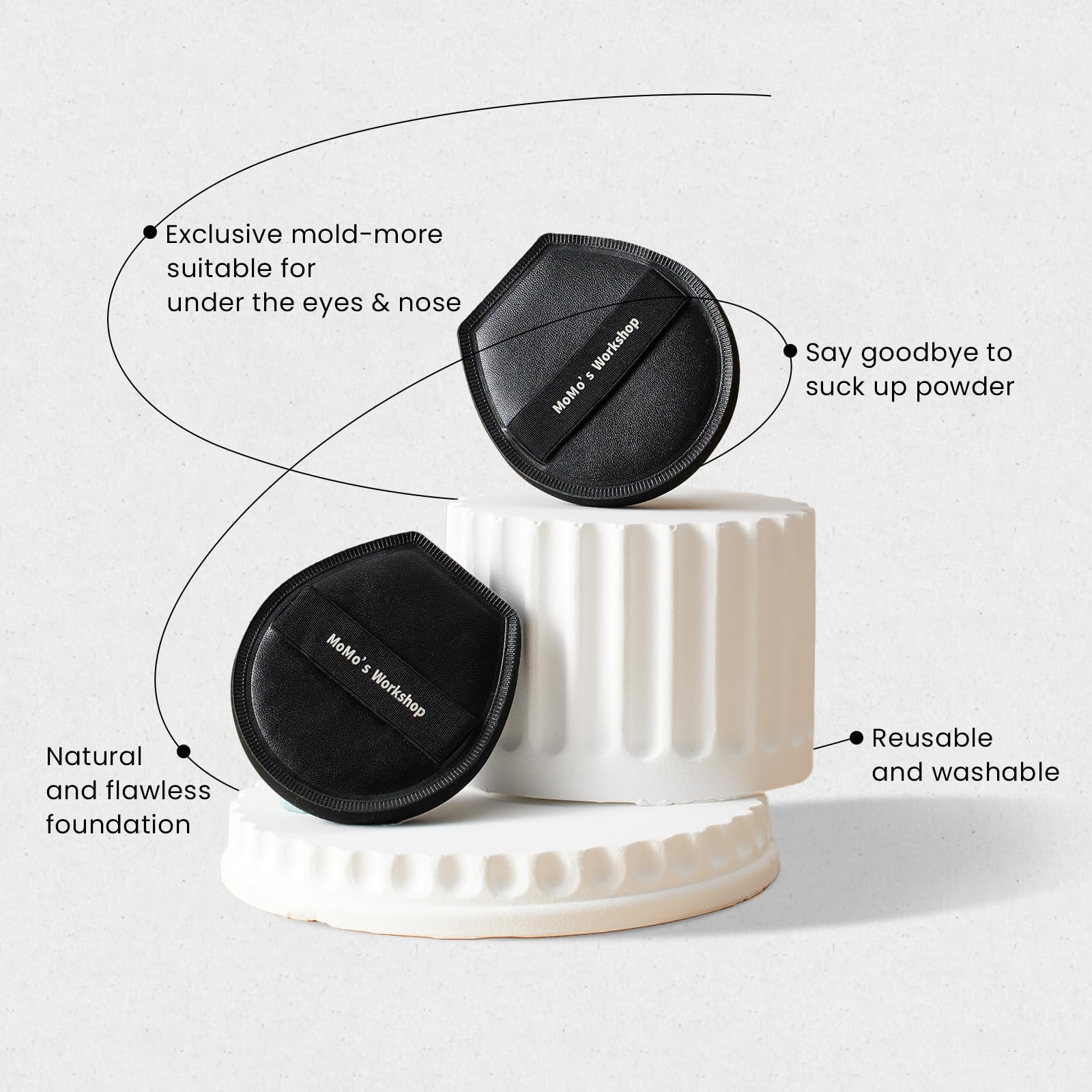 Momo's Workshop Air Makeup Sponge Puff, Large Foundation Sponge Puff Quick & Flawless Makeup, Face Sponge for Under Eyes & Facial Details 1P