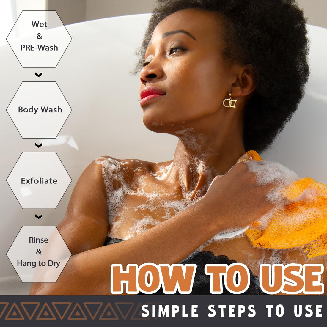 African Net Sponge Authentic - 2 Pieces Real African Exfoliating Sponge with Knots - Afro Back Scrub Net for Body Exfoliator - Bath Washcloth for Shower