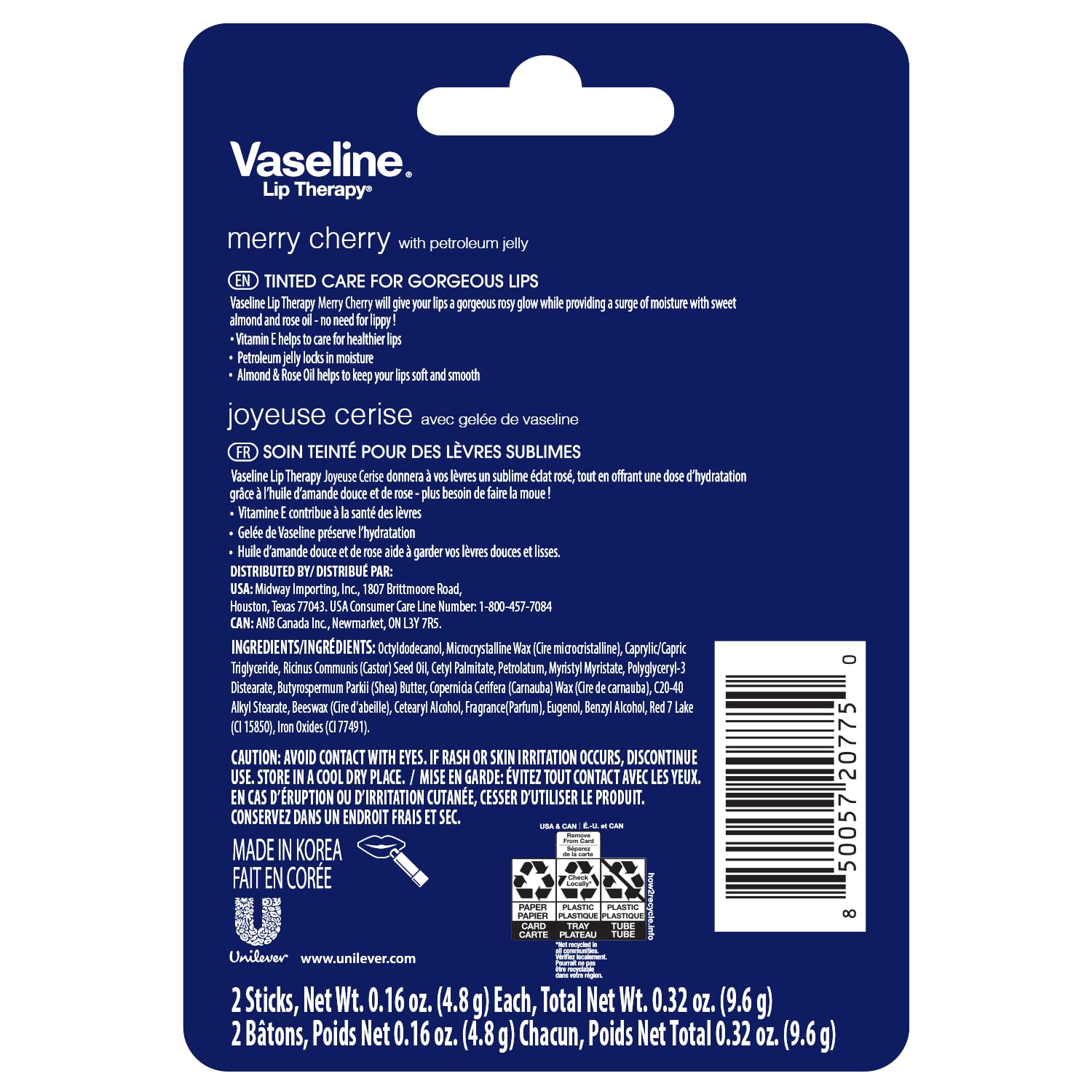 Vaseline Lip Therapy Stick Twin Pack – Merry Cherry Holiday Limited Edition (2-Pack)