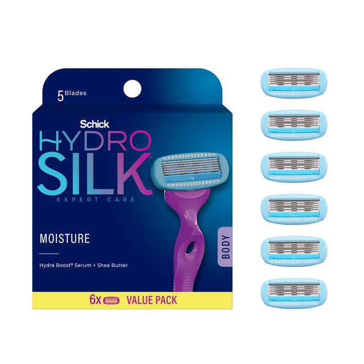 Schick Hydro Silk Hang-In Shower Razor Blade Refills for Women, 6 Count