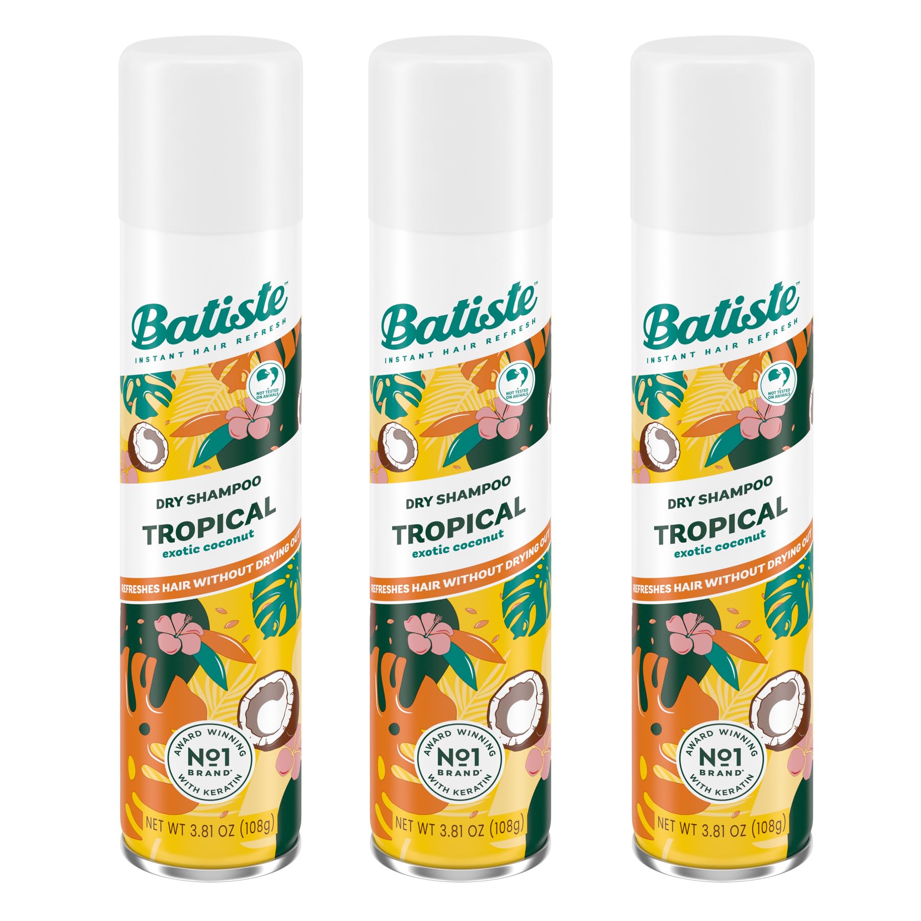 Batiste Tropical Dry Shampoo, Waterless Shampoo, 3.81oz 3 pack