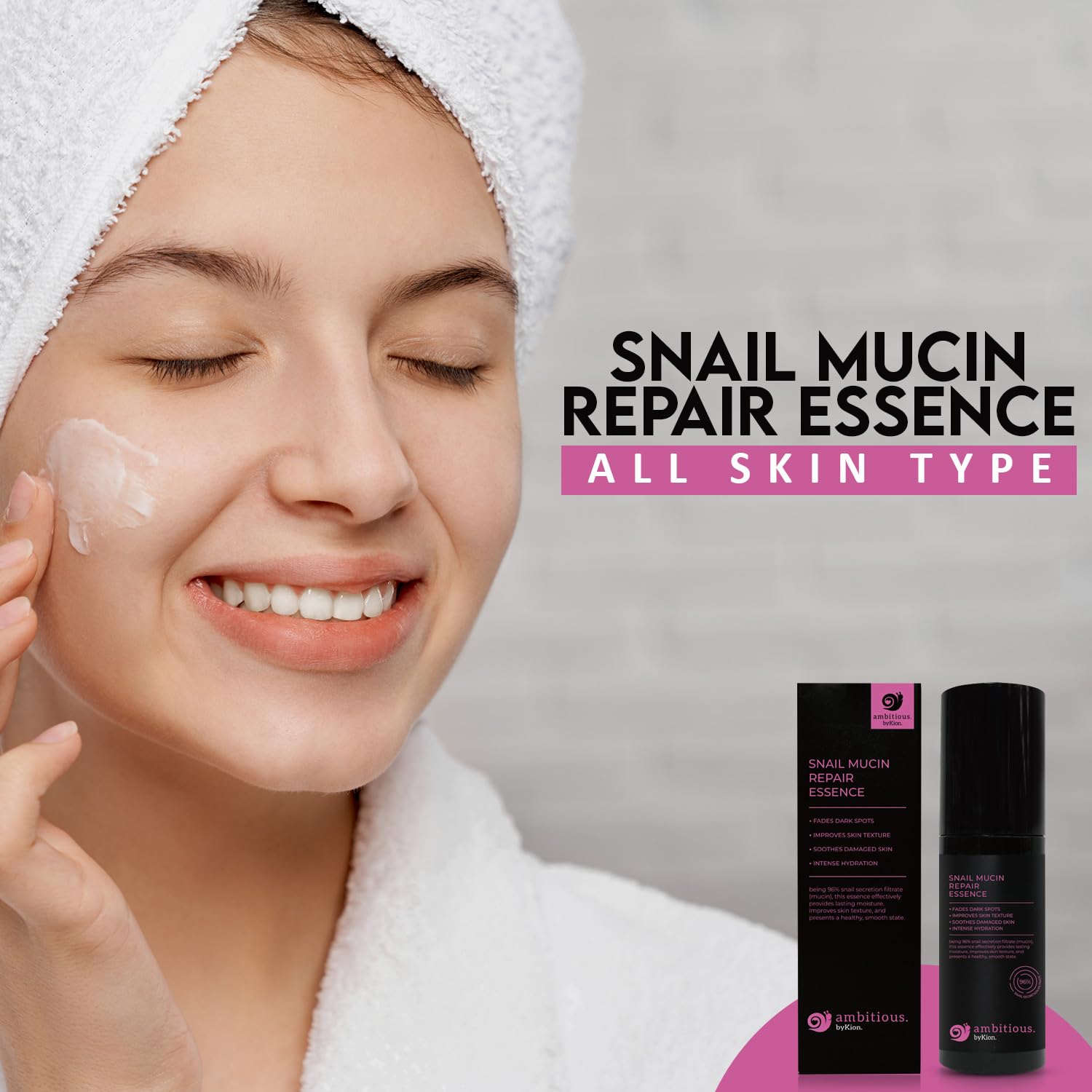 ambitious. byKion.™ Snail Mucin 96% Repair Essence 3.38 fl.oz 100ml, Hydrating Serum for Face with 96% Snail Secretion Filtrate