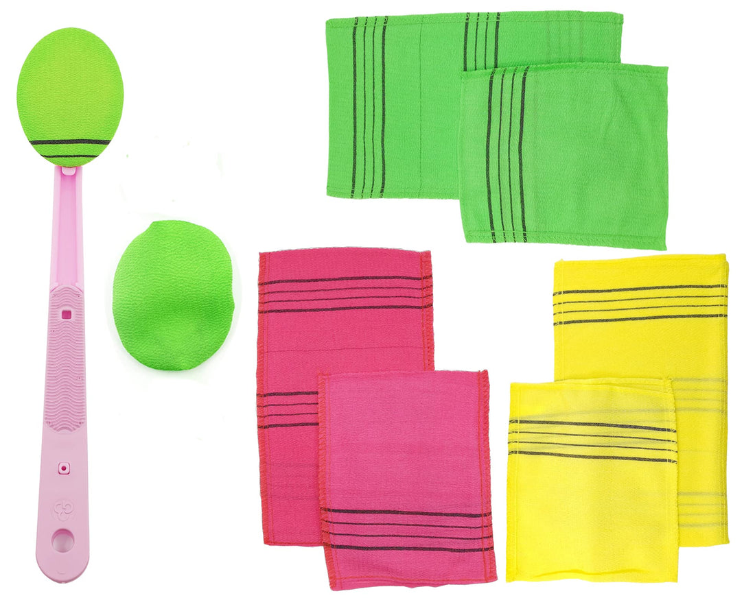 Korean Exfoliating Bath Washcloth Italy Towel Exfoliating Scrub Bath Mitten (Italy towel set)