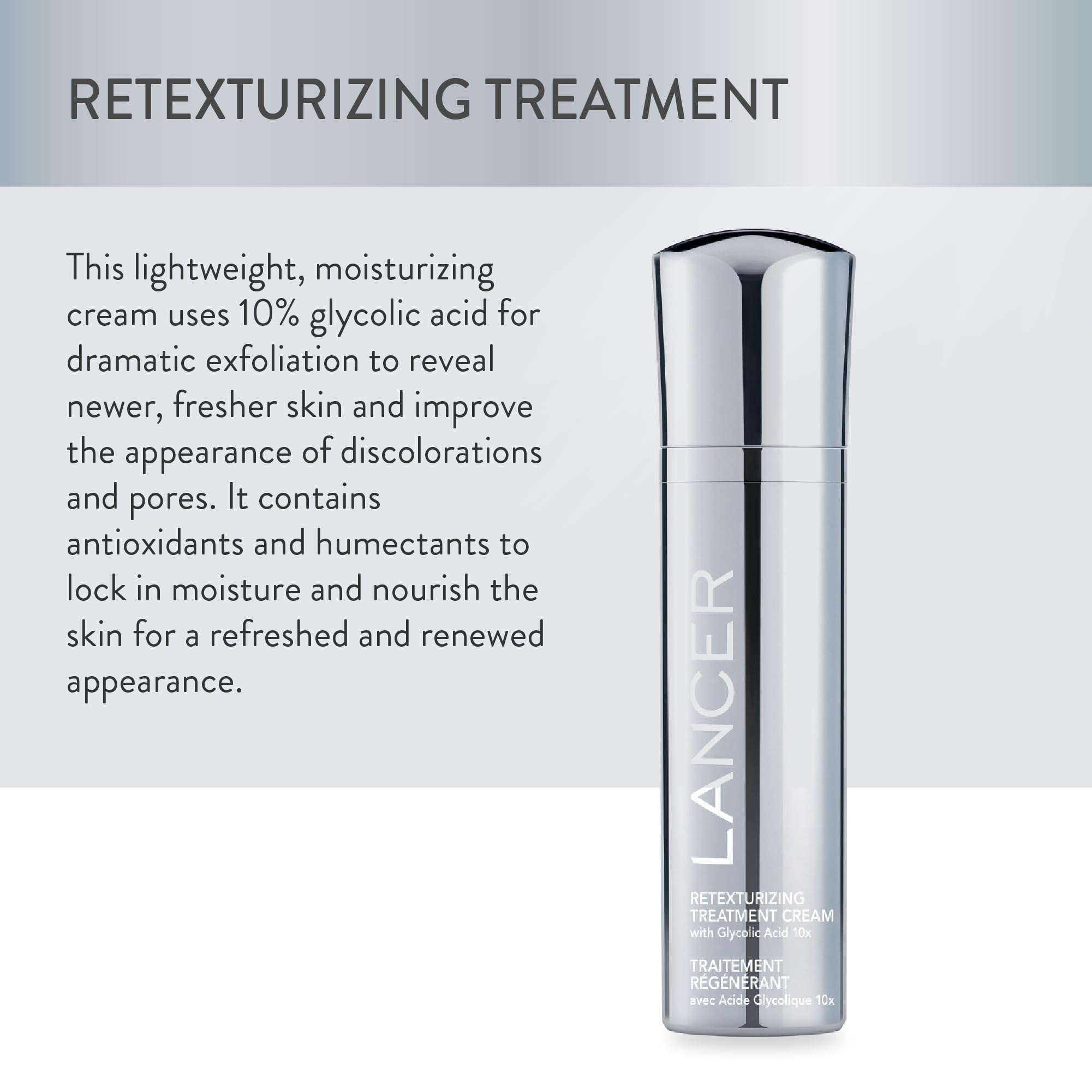 Retexturizing Treatment with Glycolic Acid 10x, 1.7 FL OZ, Dr. Lancer Dermatology Skincare, Lightweight, Moisturizing Cream, Improves Hydration, For Daily Use