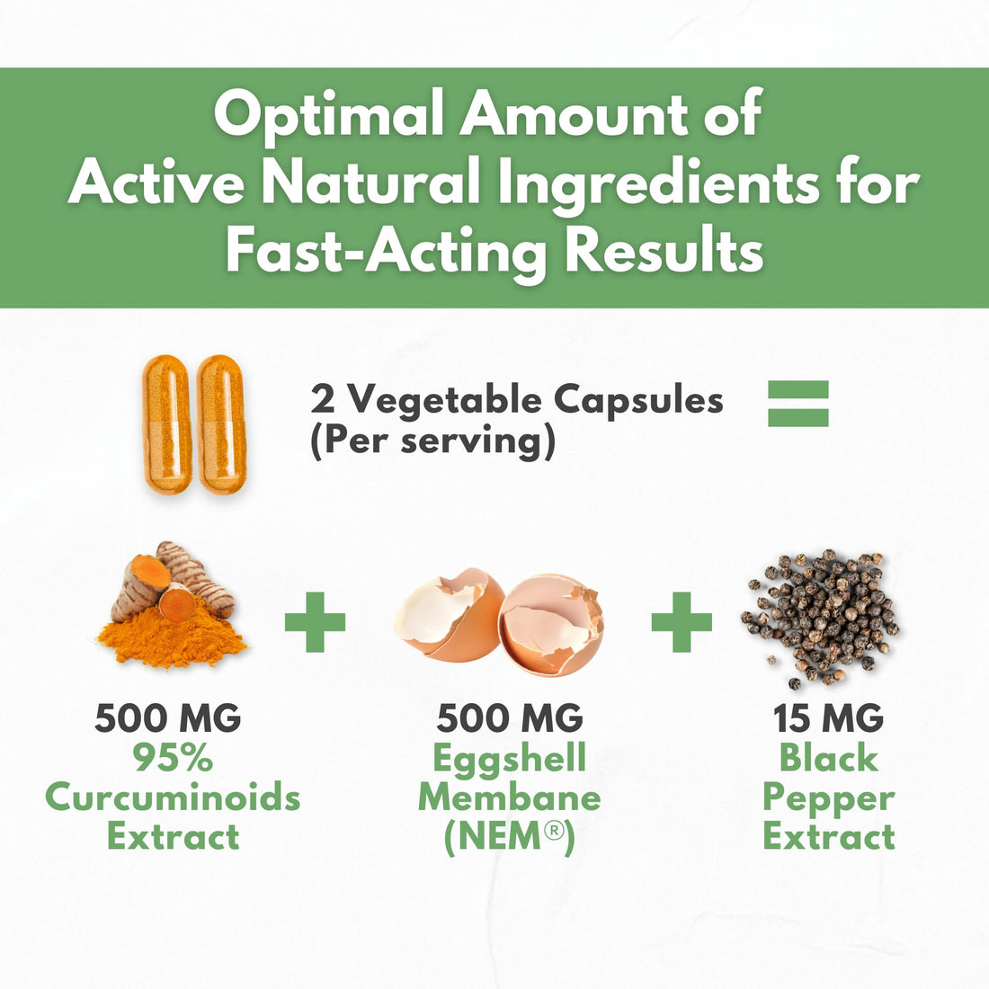 Turmeric Curcumin 95% Extract & Collagen Capsules - NEM Promotes Joint Comfort & Flexibility - Eggshell Membrane w Naturally Occurring Glucosamine Chondroitin Hyaluronic Acid Joint Supplement