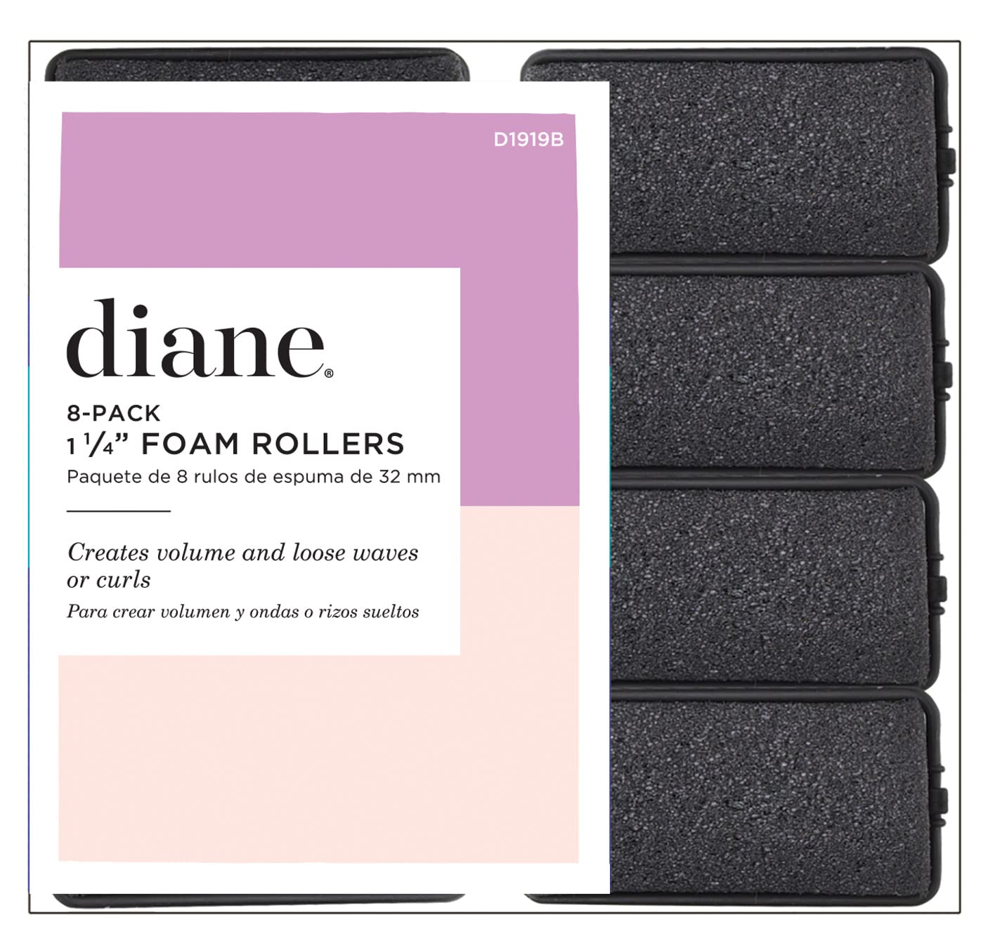 Diane Foam Rollers, Black, 1.25, 8/bag