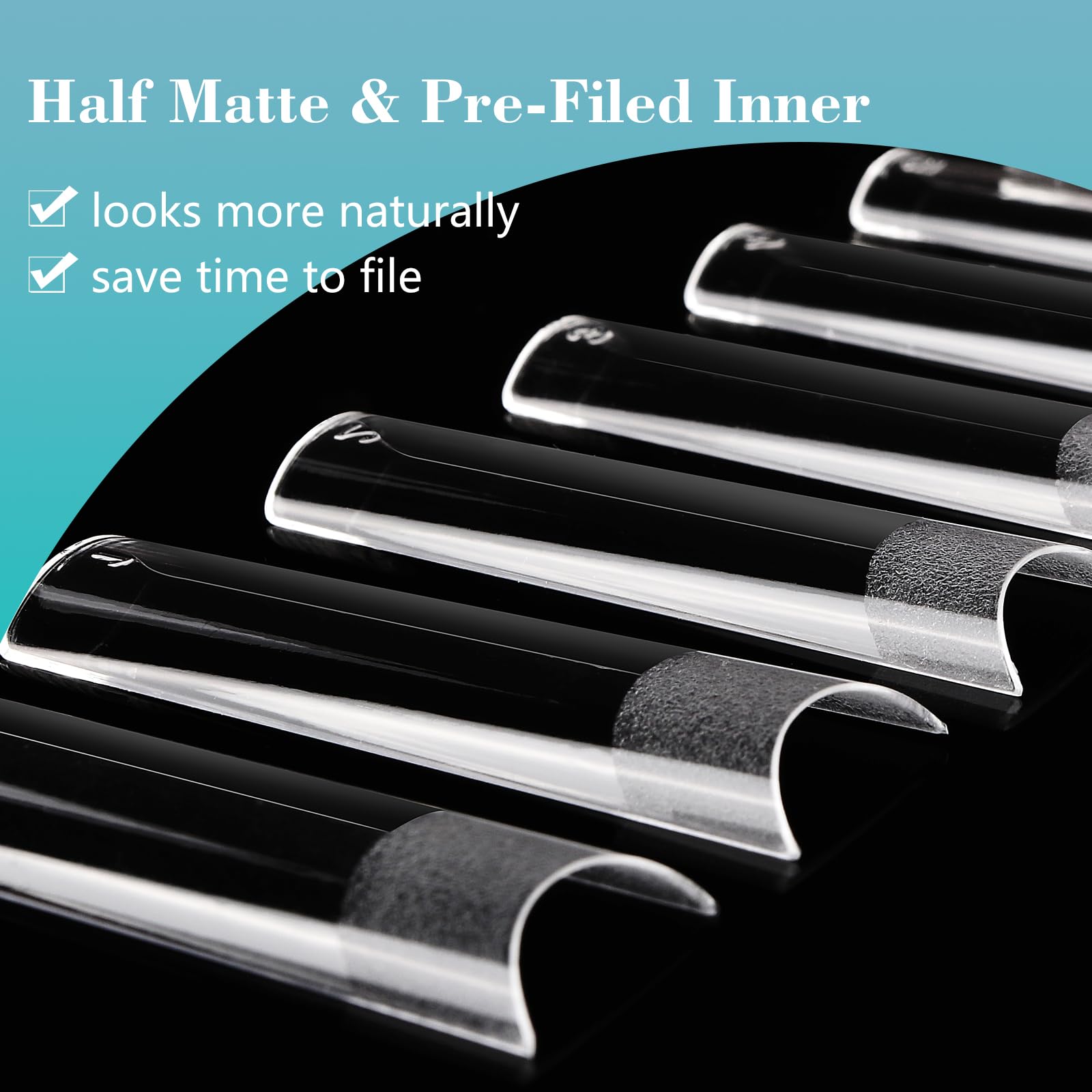 Lionvison Square Nail Tips NO C Curve, 504PCS XL Long Straight Flat Pre Shaped False Nails, Half Cover Clear Nail Tips for Acrylic Nails, French Nail Extensions for Nail Salon Home DIY, 12 Sizes