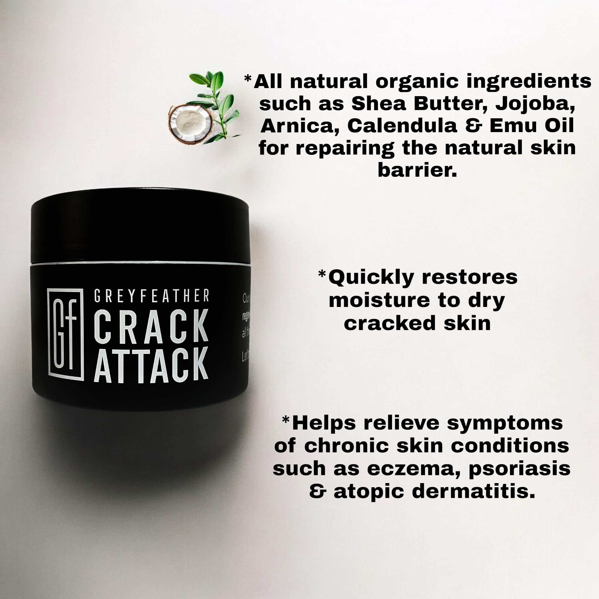 Greyfeather Crack Attack Hand Cream for Dry Cracked Hands & Feet, Skin Repair Cream for Gardeners, Nurses, Bug Bites, Rashes, Gift for Mother’s Day, Easter, Weddings, Outdoor Use (4 oz)