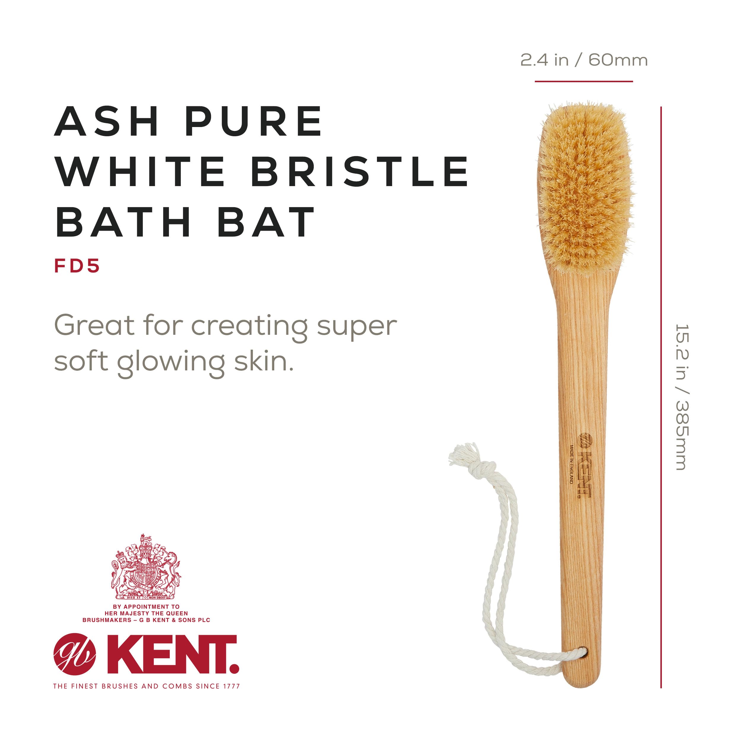 Kent FD5 Pure Beechwood Pure Natural Bristle Bath Bat