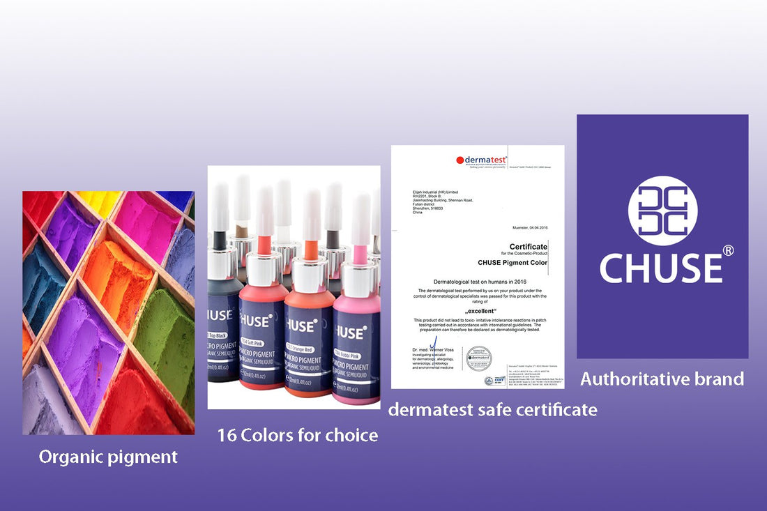 CHUSE T101, 12ml, Top Black, Passed SGS,DermaTest Top Micro Pigment Cosmetic Color Permanent Makeup Tattoo Ink