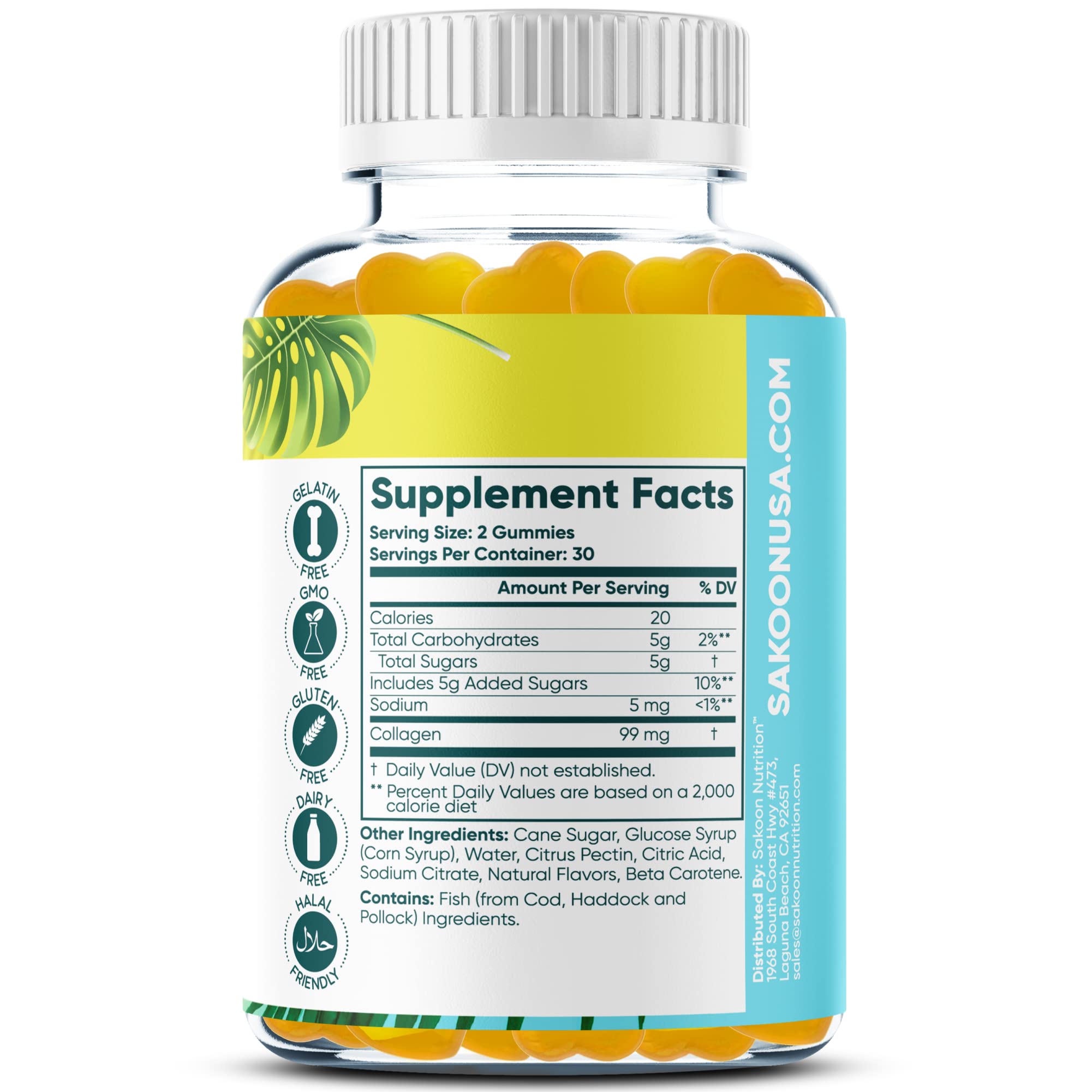 Sakoon nutrition Halal Collagen Gummies for Women and Men - Anti Aging, Hair Growth, Skin Care & Strong Nails Protein Collagen Supplements - Non-GMO, Gluten Free - Made in USA