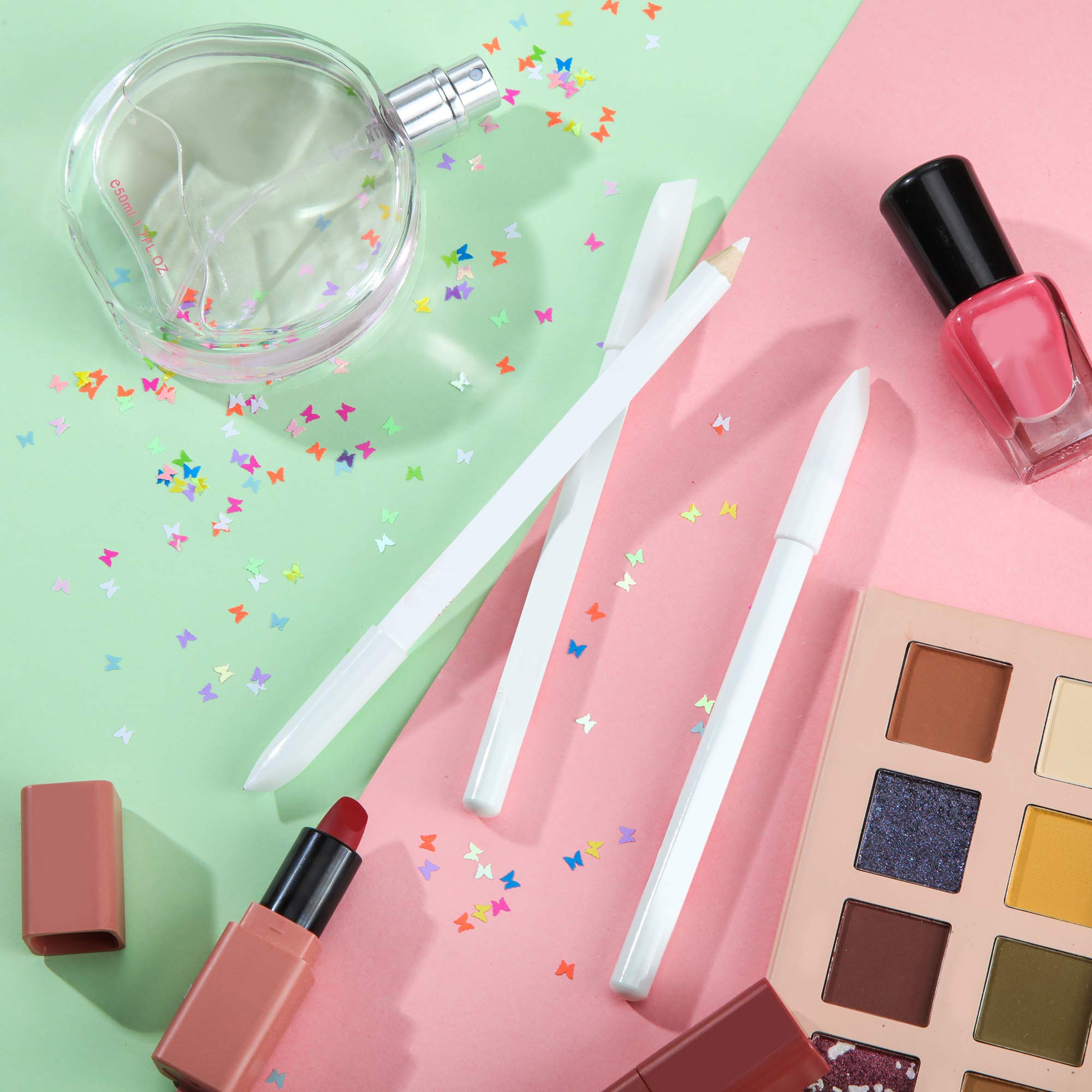 2 Pieces Nail Whitening Pencil 2-in-1 White Nail Pencil DIY Nail Art Manicure with Cuticle Pusher