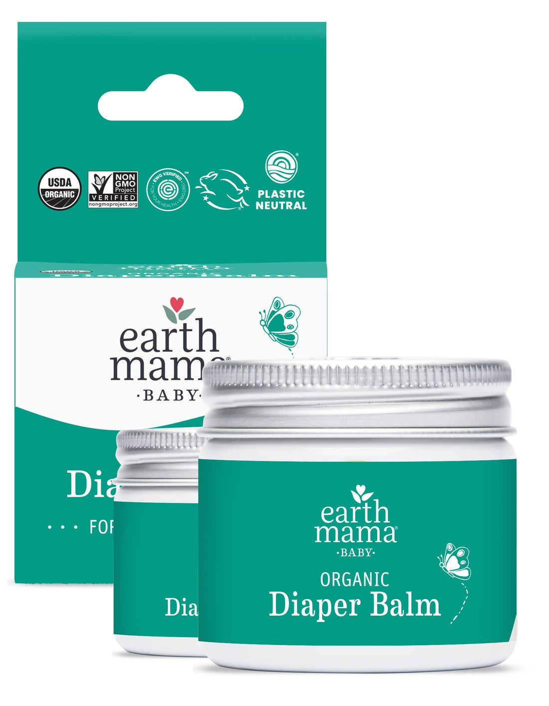 Earth Mama Organic Diaper Balm 2-Ounce | Diaper Cream for Baby | EWG Verified, Petroleum & Artificial Fragrance-Free with Calendula for Sensitive Skin (2-Pack)