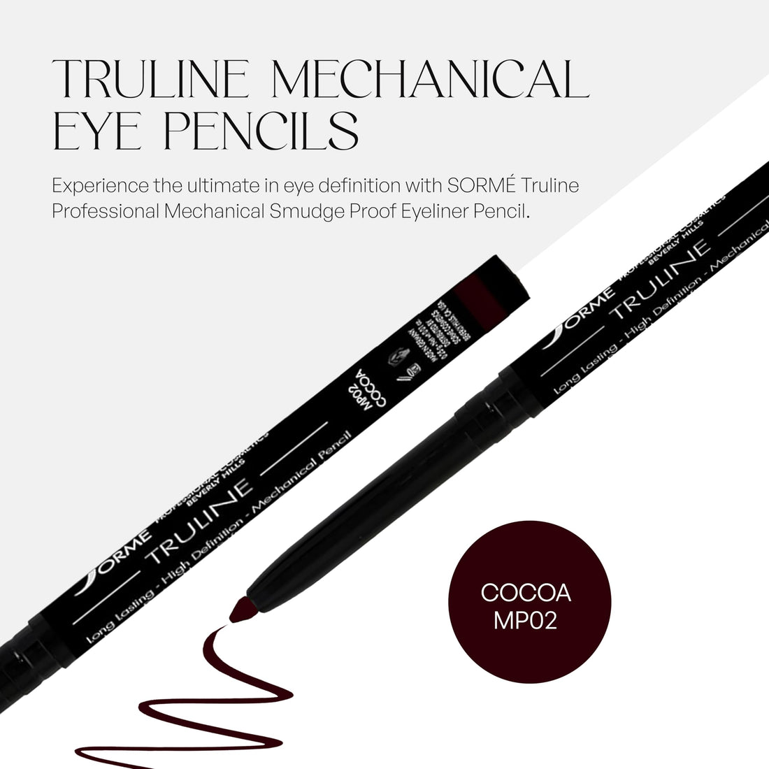 Sorme Cosmetics Truline Mechanical Eyeliner Pencil, Cocoa, 0.1 Ounce
