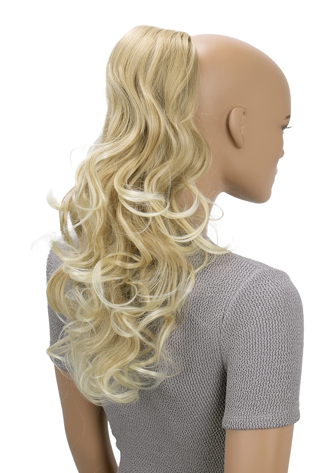 22 Hair Piece Pony Tail Extension Draw String Very Long & Voluminous Curled Wavy Heat-Resisting (blonde mix #27T613(PH10))