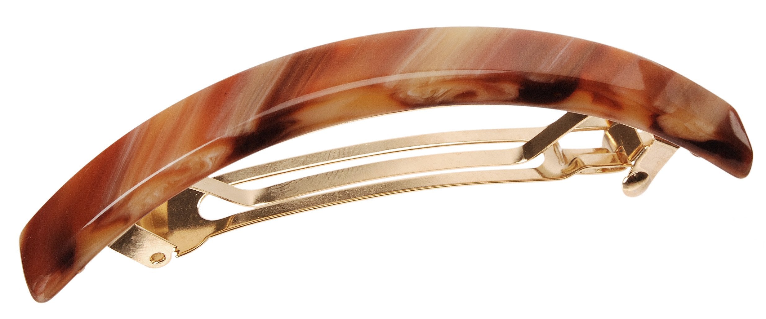 Caramel Horn : France Luxe Narrow Rectangle Volume Barrette - Caramel Horn