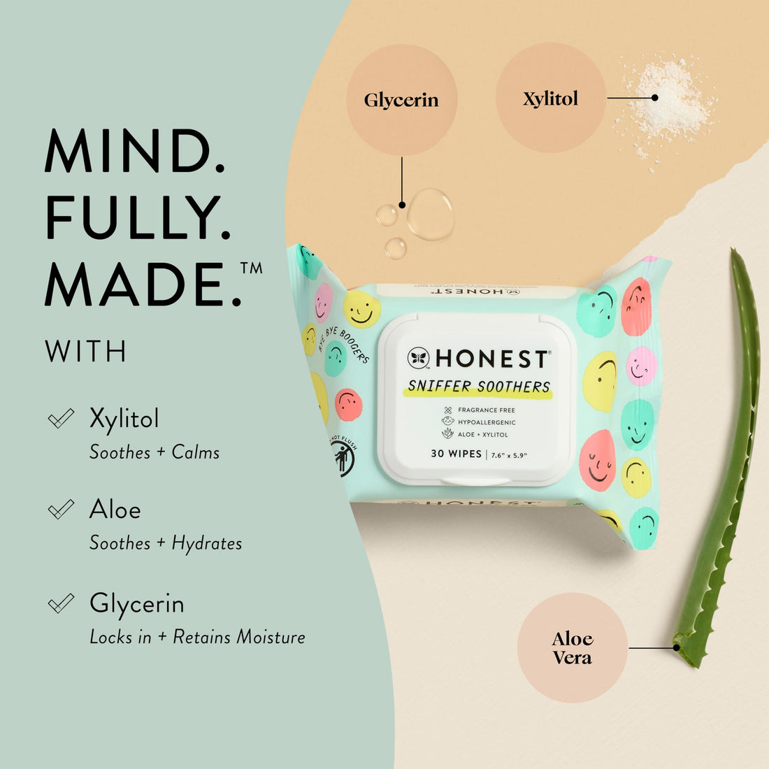 The Honest Company Plant-Based Snot Removing Wipes | Soothing Nose + Face Wipes with Aloe | Hypoallergenic for Sensitive Skin, EWG Verified | Fragrance Free, 60 Count