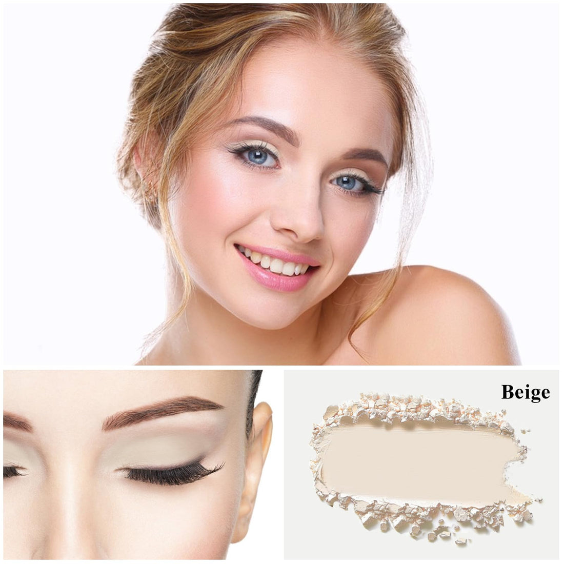 MEICOLY Off White Single Eyeshadow with Mirror,Beige Matte Eye Shadow for Halloween Makeup,Pressed Powder Eyeshadow,Matte Shade Eyelid Color Eye Makeup,High Pigment,Long Wear,Waterproof