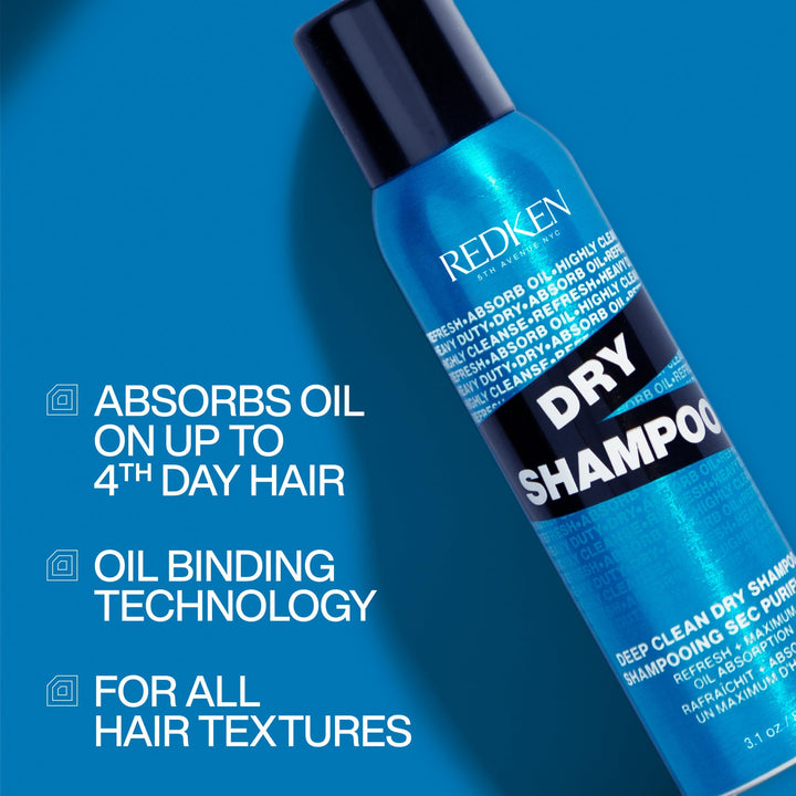 Redken Deep Clean Dry Shampoo | Instantly Refreshes Hair & Absorbs Oil In Between Washes | No Buildup or Residue | Fragrance-Free | For All Hair Types, For Dark or Light Hair | 3.1 Oz