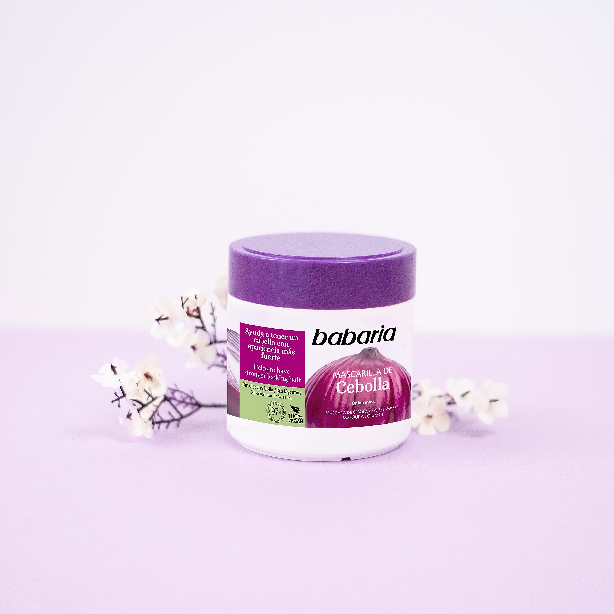 Babaria Onion Hair Mask - No Smell, No Tears - Purifying and Antioxidant Properties - Improves Hair Growth - Adds Gloss and Shine - Reduce Itchy Scalp, Dandruff, and Frizz - 13.5 oz Masque