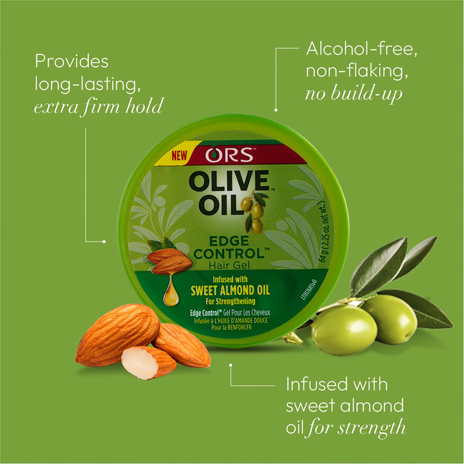 Organic R/s Root Stimulator Olive Oil Edge Control Hair Gel, 2.25 Ounce