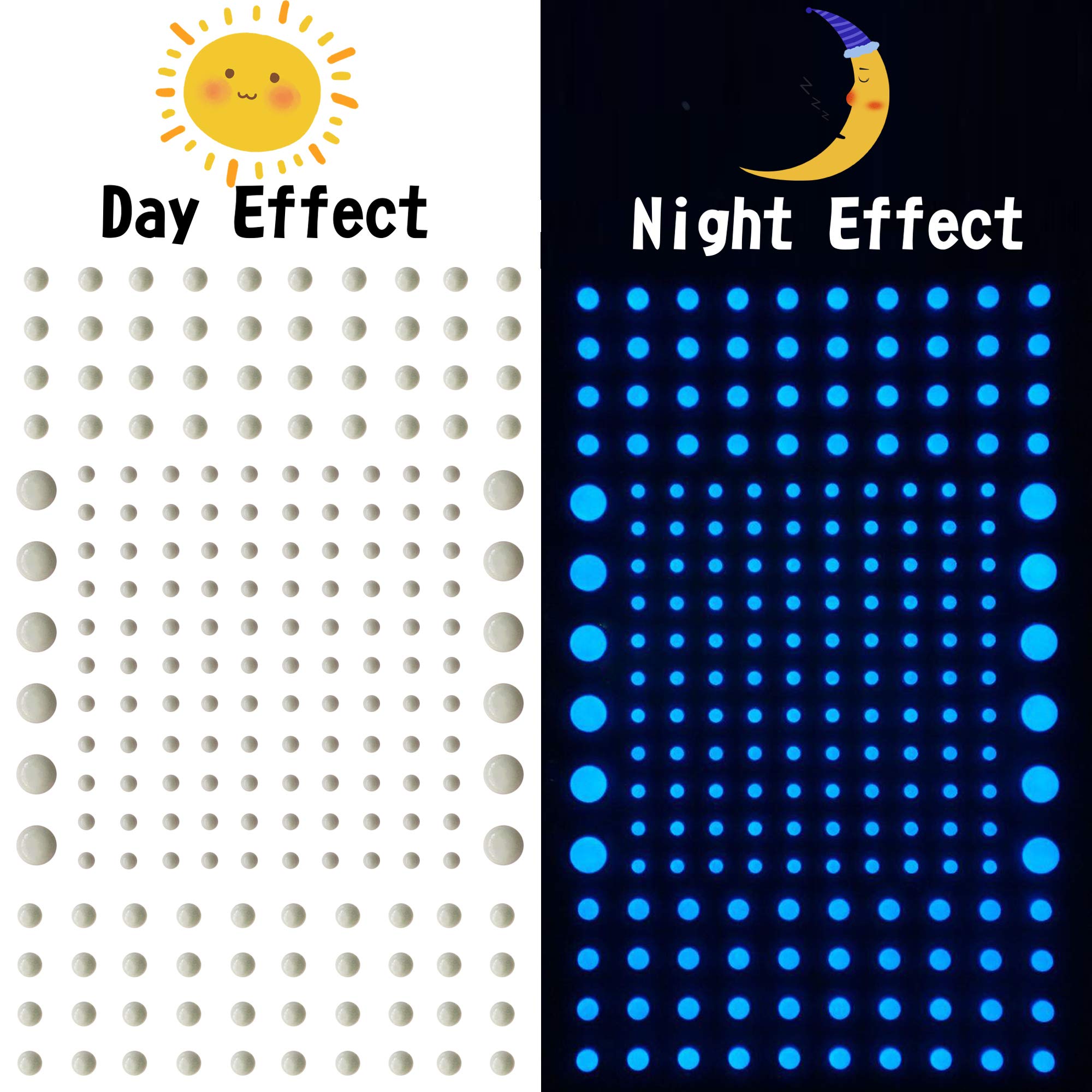 808 PCS Glow in The Dark Stars for Ceiling, Glowing Wall Decals Decor Stickers,(404 Pcs Green and 404 Sky Blue) 3D Adhesive Dots Decor Starry Sky Decor for Kids Bedroom or Birthday Gift