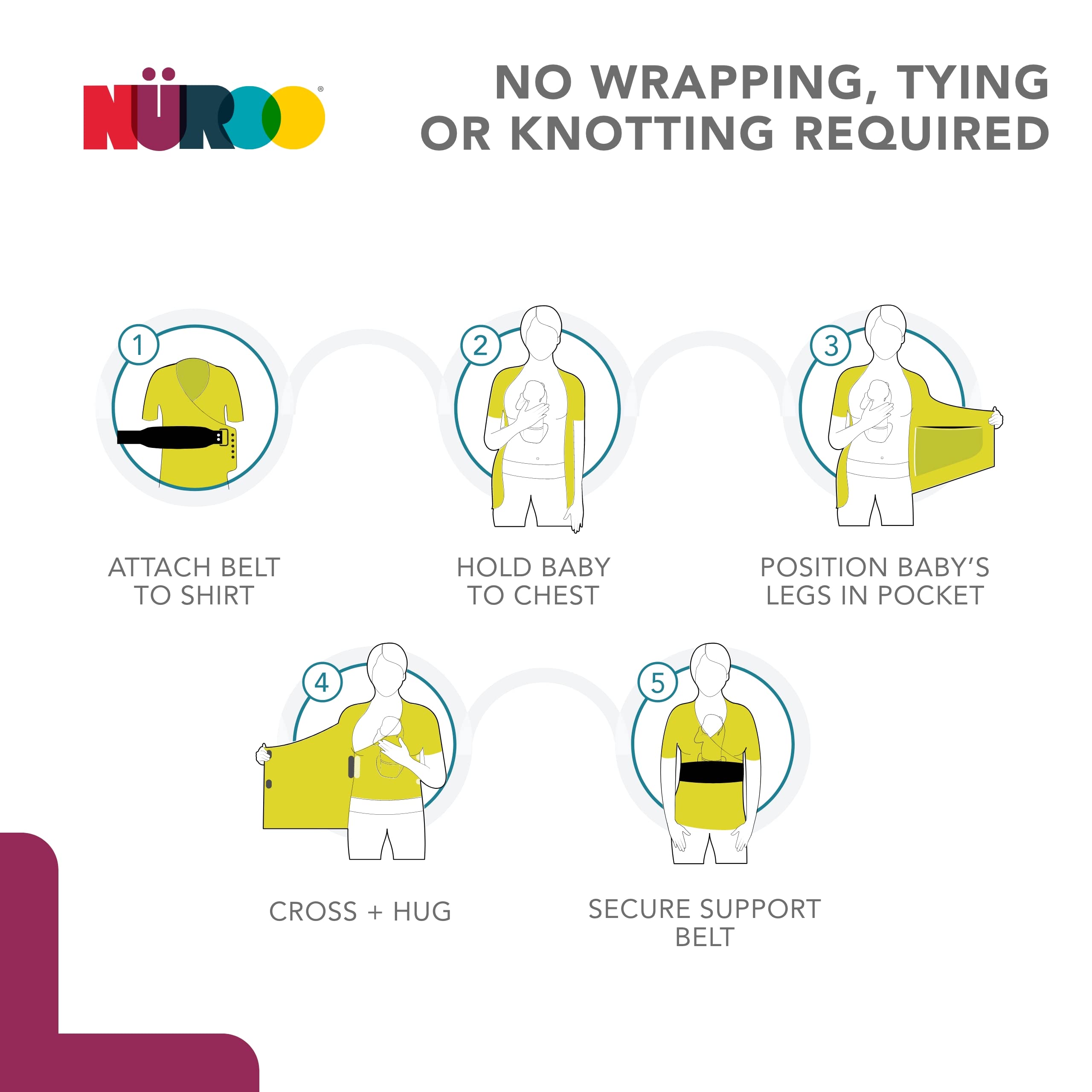 NuRoo Pocket, Hands-Free, Kangaroo Care, Skin-to-Skin, baby wearing shirt, Black, Medium