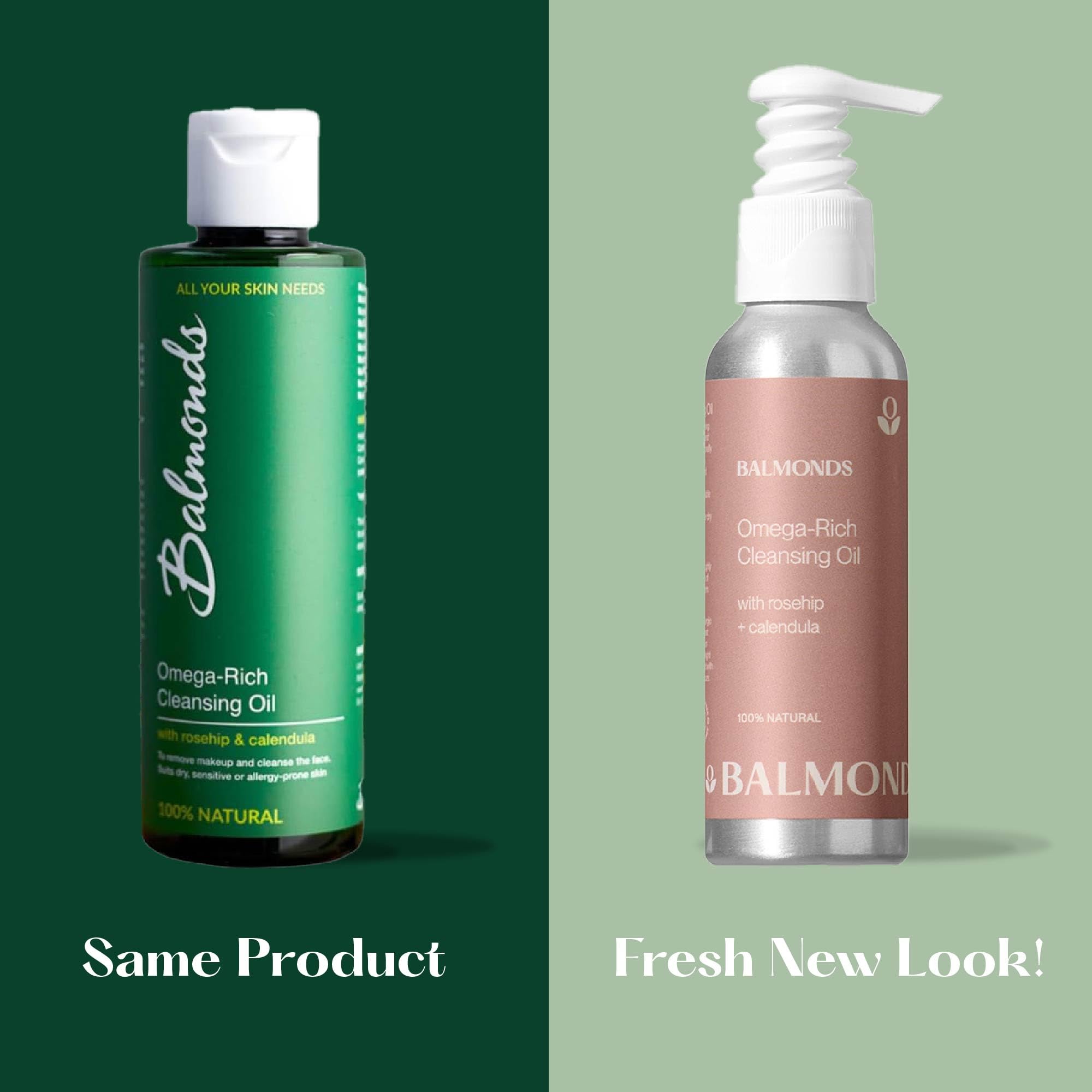 Balmonds Omega-Rich Cleansing Oil 200ml - Nourishing Facial Cleansing Oil - Skin Conditioning Cleansing Oil with Rosehip and Calendula - Removes Makeup and Suits Dry, Sensitive Skin