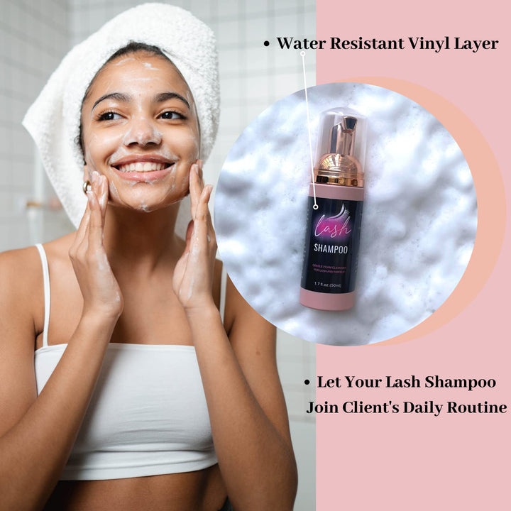 Lash Shampoo Label Stickers for Bottle 50pcs Eyelash Extensions Bath Wash Labels for Foam Pump Dispenser