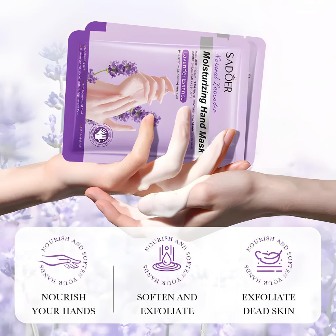 Chicwe 6 Pairs of Hand Masks Moisturizing Glove, Hydrating Hand Masks for Dry Peeling Hands, Exfoliating Collagen Gloves for Smooth Hands (Lavender)