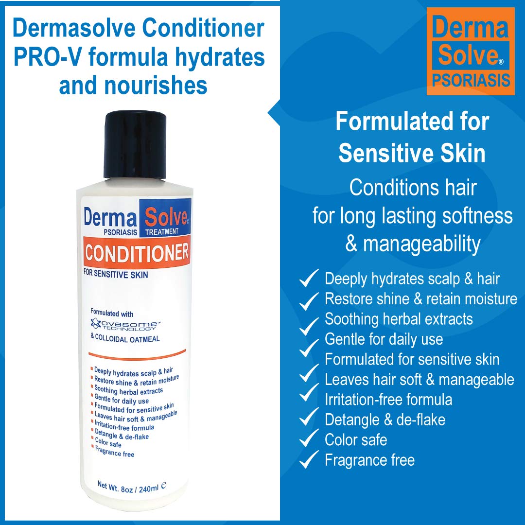 Dermasolve Psoriasis Conditioner - Soothing Anti Dandruff, Seborrheic Dermatitis, Sensitive Skin, Flaky, Itchy, Dry Scalp & Damaged Hair Repair - Pack of 2
