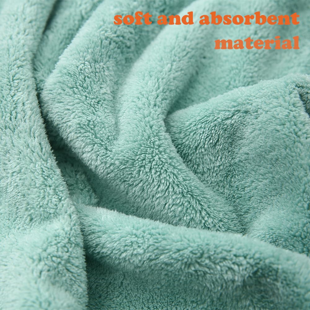 M-bestl 2 Pack Microfiber Hair Towel Wrap,Hair Drying Towel with Button, Hair Towel Turban,Head Towel to Dry Hair Quickly (Green&Green)