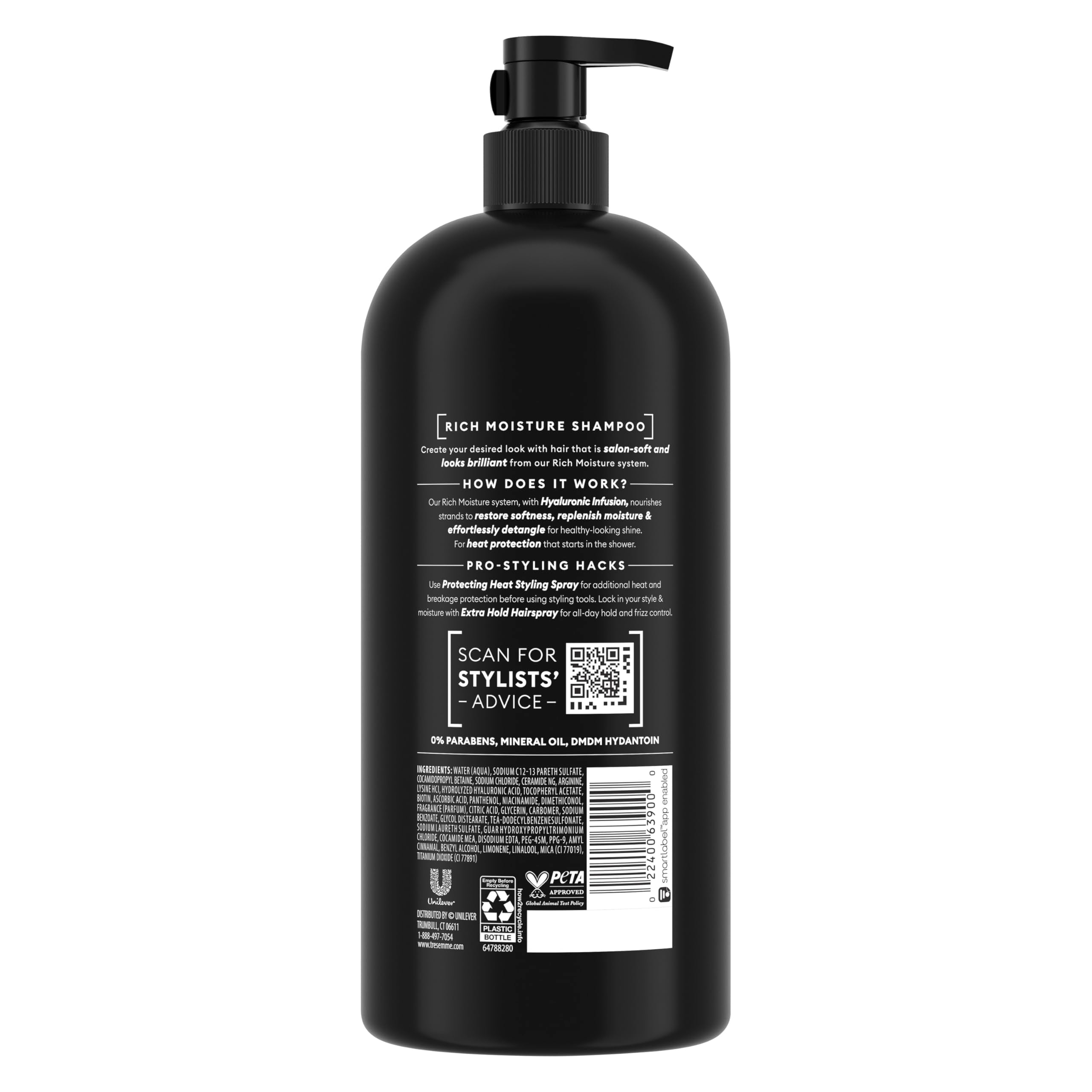 TRESemmé Rich Moisture Hydrating Shampoo with Pump 4 Count for Dry Hair Formulated With Pro Style Technology 39 fl oz