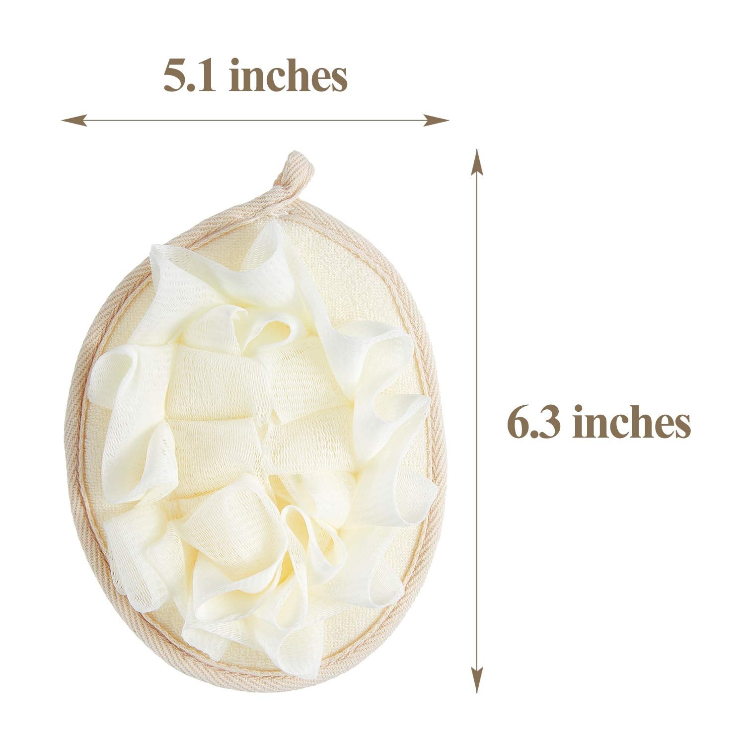 6 Pieces Bath Shower Pouf Sponge Mesh Pouf Shower Ball Exfoliating Body Loofah Shower Scrubber Ball Shower Glove with Flower Bath Ball (Beige)