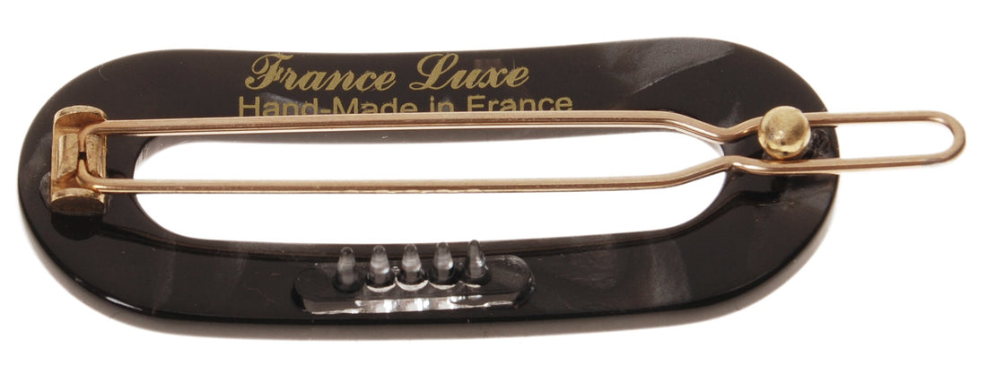 Nacro Black : France Luxe Mini Oval on Tige Boule Barrette - Nacro Black