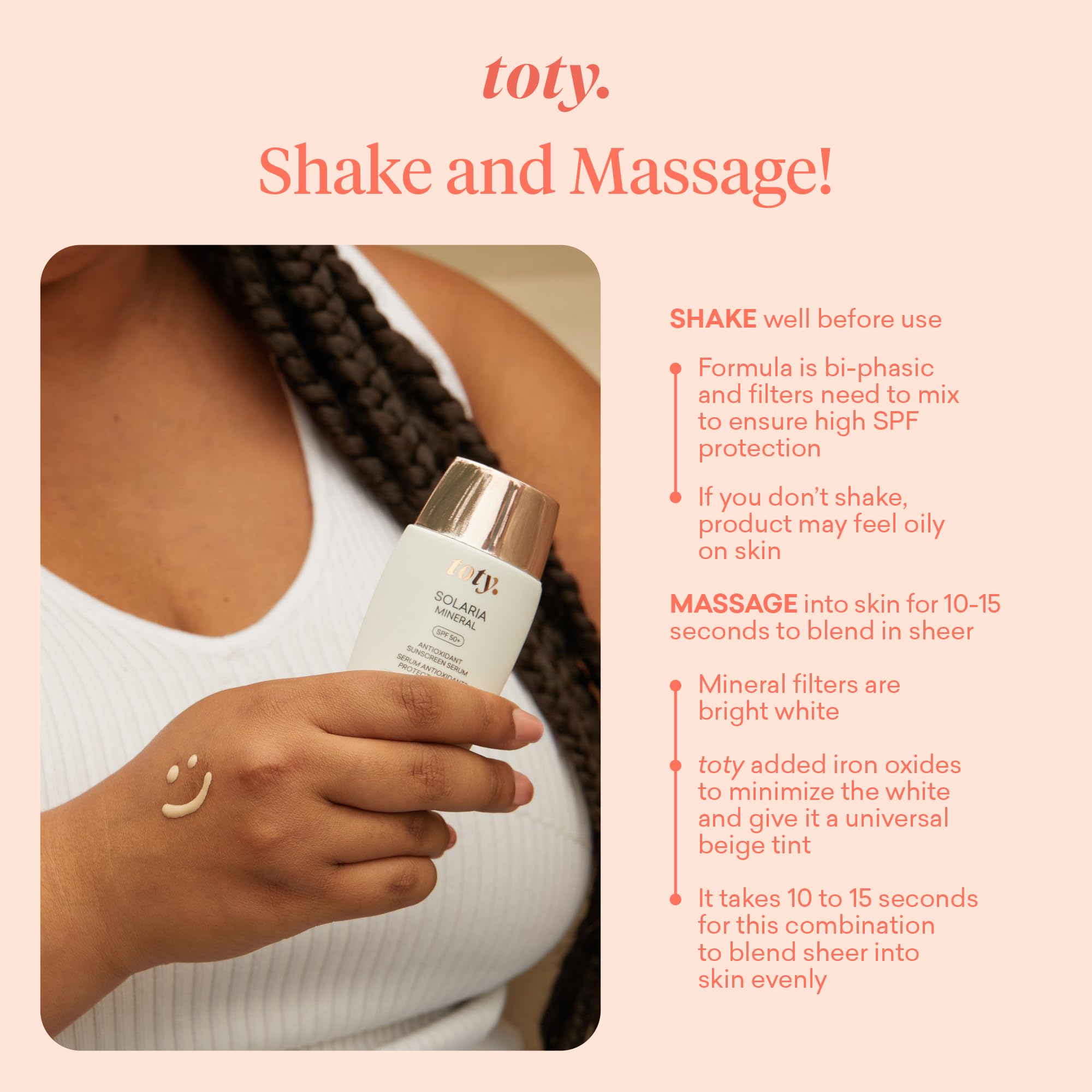 Toty by Sofia Vergara - Solaria Mineral SPF 50+ Antioxidant Sunscreen Serum - Mineral Tinted Face Sunscreen - Broad Spectrum - Universal Tint - Ultra Fluid and water resistant - Tavel size (1 fl Oz)