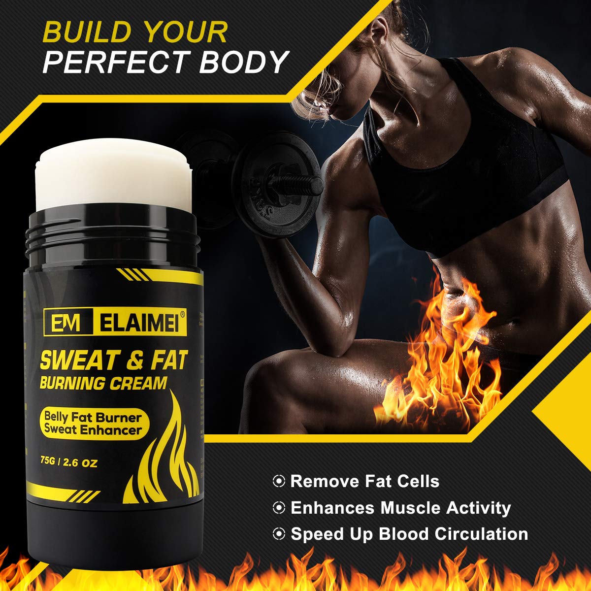 ELAIMEI Fat Burning Sweat Cream, Weight Loss Workout Enhancer Hot Gel for Belly, Slimming / Anti Cellulite Cream for Tummy for Body for Women and Men, Deep Tissue Massage & Muscle