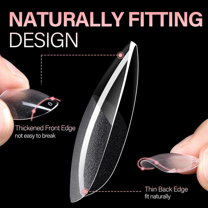 AILLSA Short Almond Nail Tips Pre-Shaped Acrylic Nail Tips Half Matte Full Cover Nails Tips Clear Gelly Press on Flase Tip Nail for Extension Nail Manicure Home DIY 240PCS 15Sizes