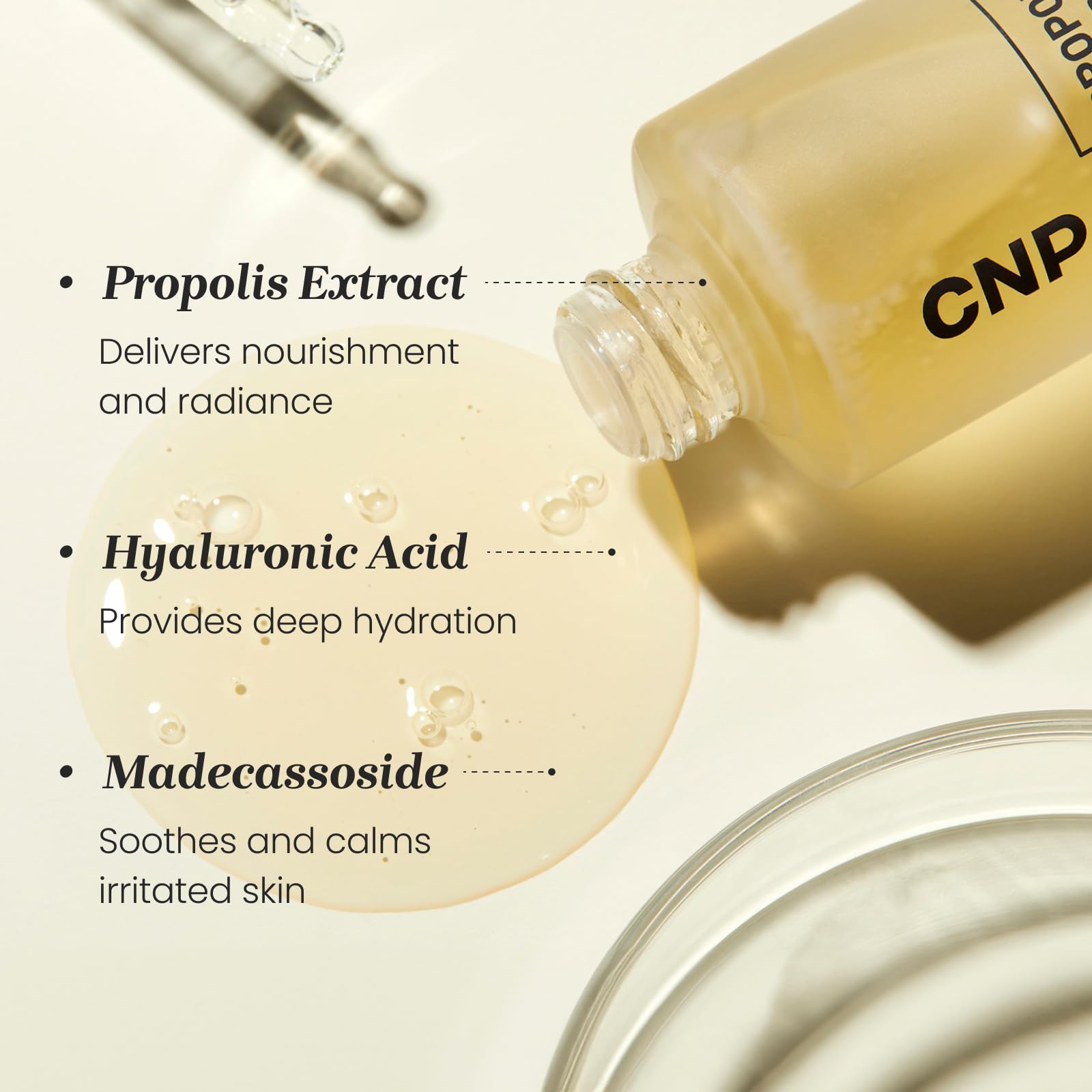 CNP Honey Glow Serum - Hyaluronic Acid & Propolis for Hydrating, Anti-Aging, Centella Soothing Serum, for Sensitive Skin, Korean Skin Care (1.18 fl. oz)